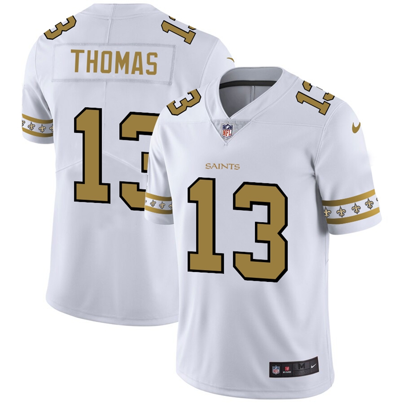 Men's New Orleans Saints #13 Michael Thomas White 2019 Team Logo Cool Edition Stitched NFL Jersey